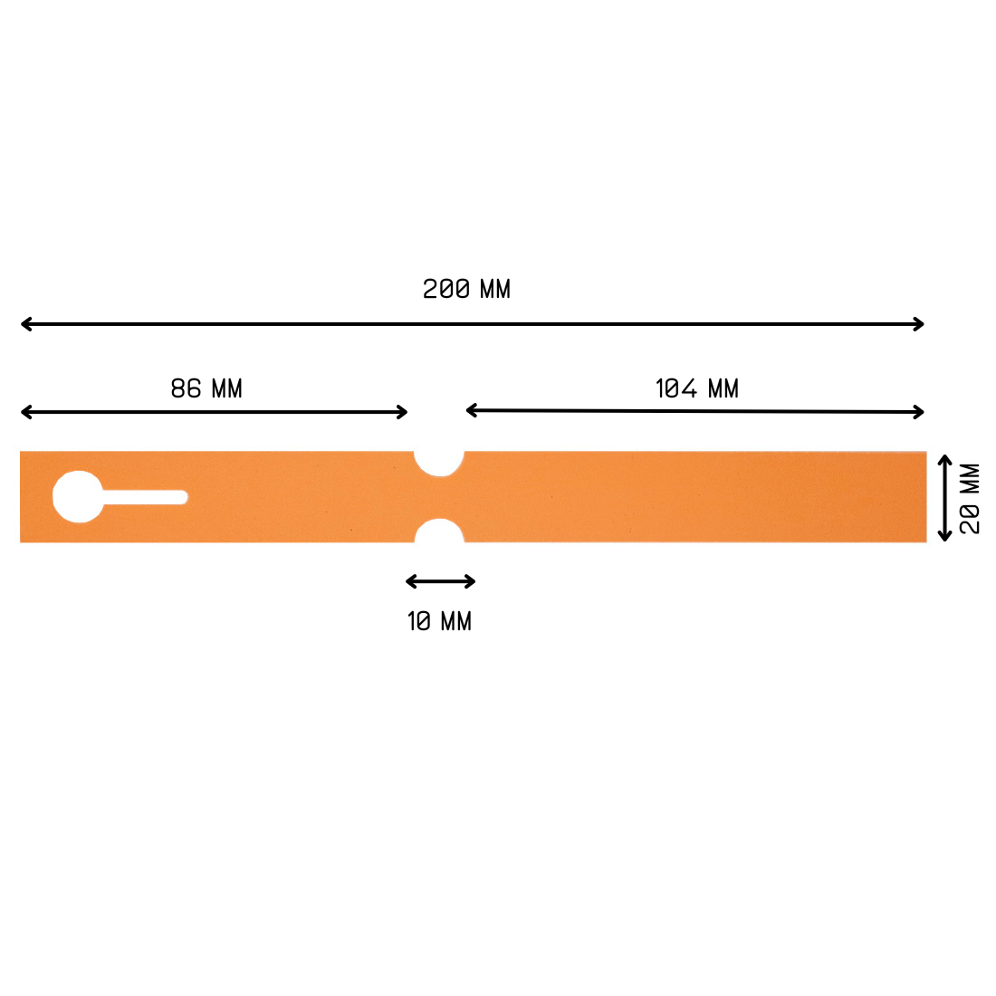 Etiquetas con ranura 200x20mm PVC, Naranja