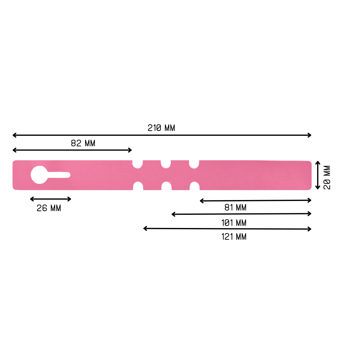 Etiquetas con ranura 210x20mm PVC, Rosa
