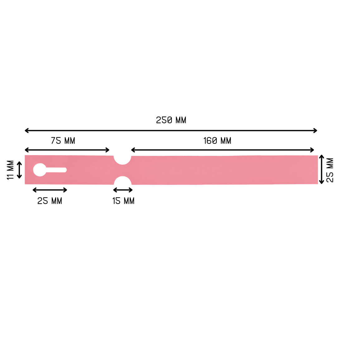 Loop lock labels 250x25mm HDPE, Pink
