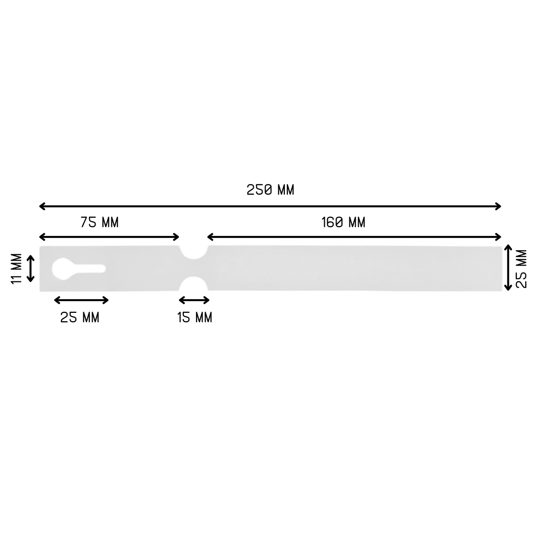 Etiquetas con ranura 250x25mm PEAD