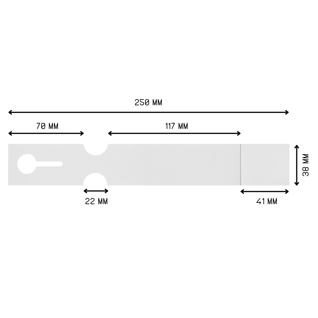 Etiquetas con ranura 250x38mm PET, Blanco
