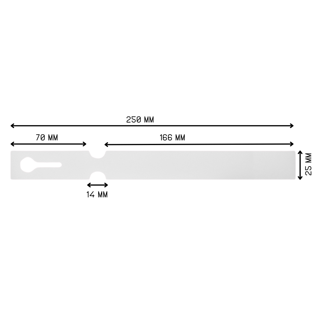 Etiquetas con ranura 250x25mm PET, Blanco