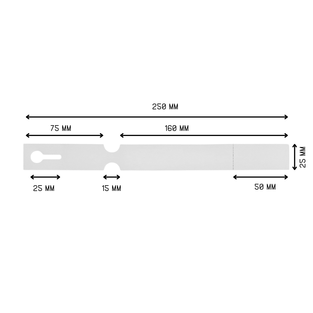 Etiquetas con ranura 250 x 25mm PEAD