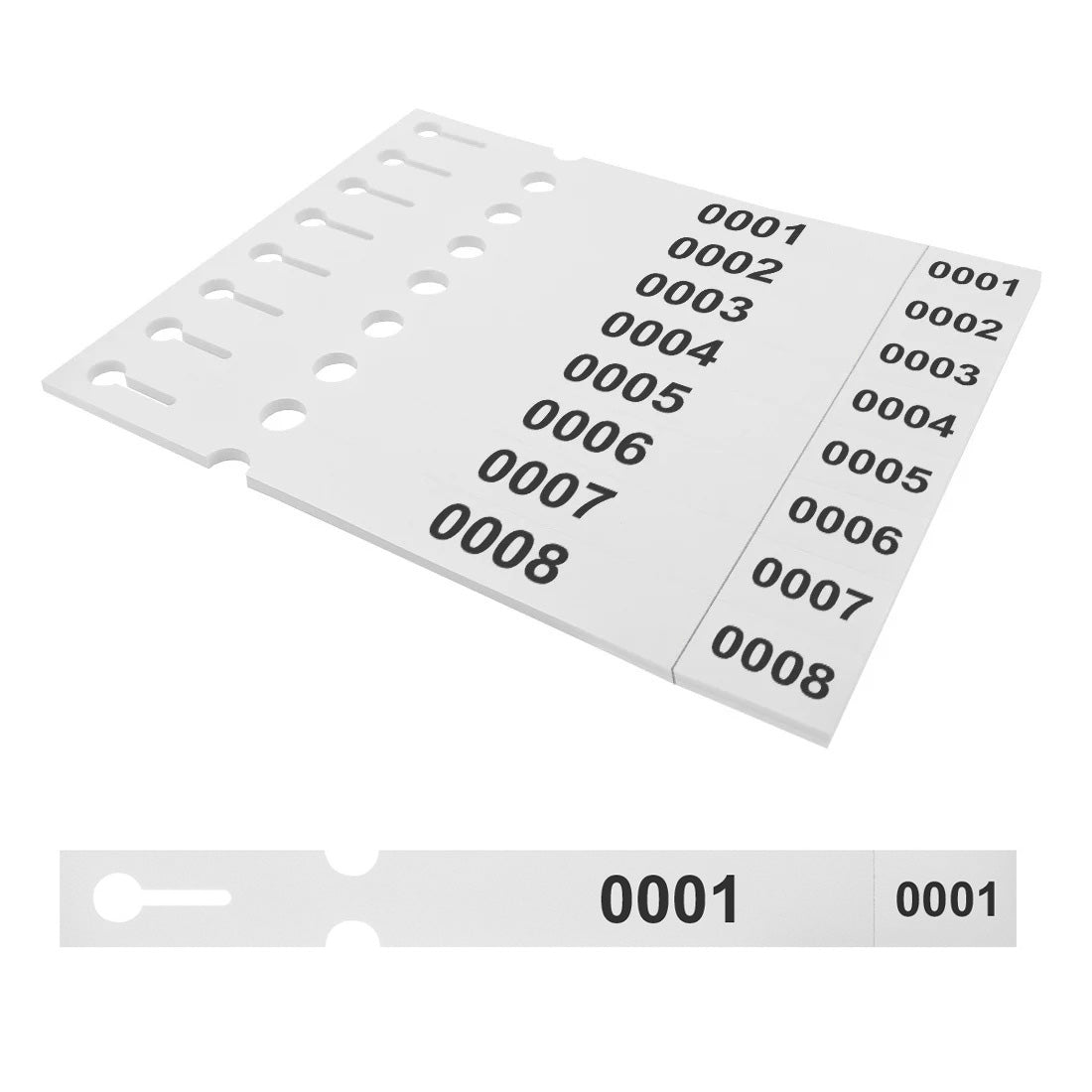 Etiquetas con ranura 250x25mm PET - Numerado, Blanco