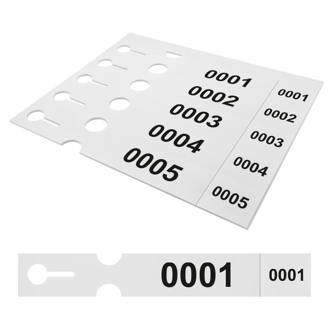 Etiquetas con ranura 250x38mm PET - Numerado, Blanco