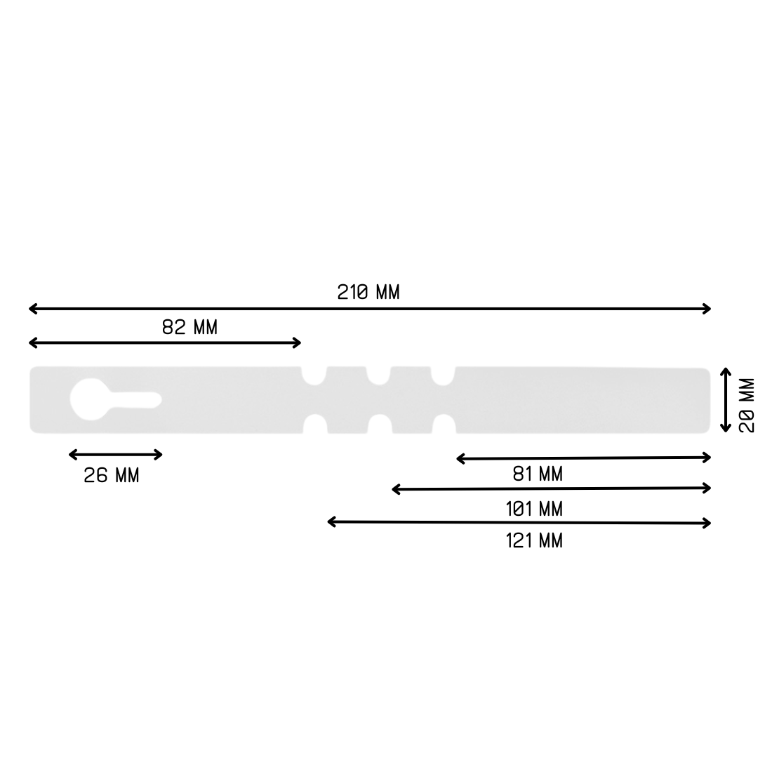 Etiquetas con ranura 210x20mm PVC, Blanco