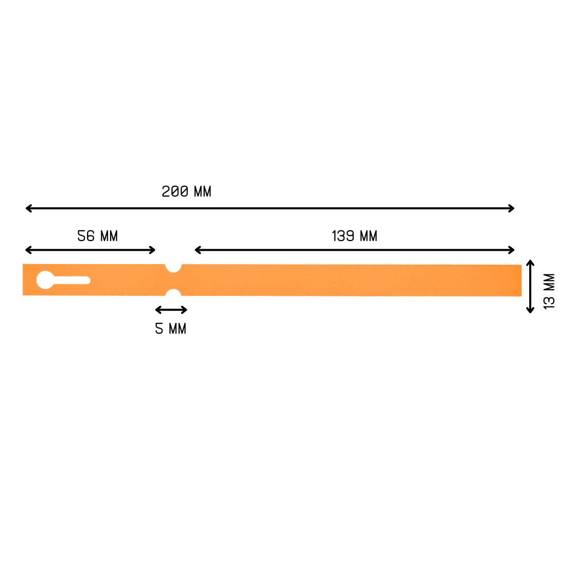 Etiquetas con ranura 200x13mm PVC, Naranja