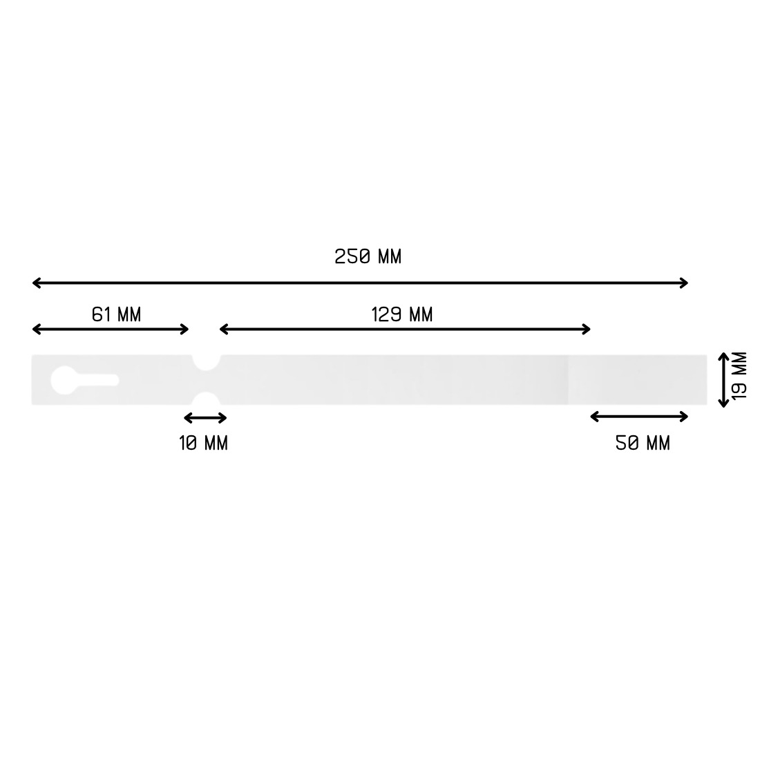 Loop lock labels 250x19,1mm PET